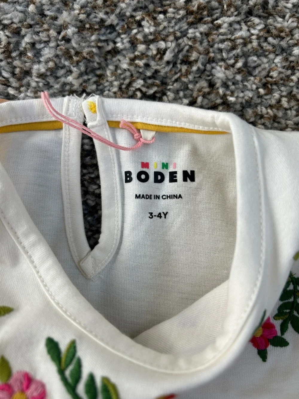 NWT Mini Boden White Long-Sleeve Top with Colorful Floral Embroidery - Picture 2 of 6